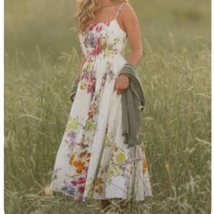 JessaKae Catherine Romantic Garden Cottage Maxi Sun Dress w/ Pockets. NWT  Sz 16